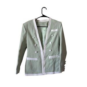 Women's Pastel Green Jacket Suit Blazer Size M Officewear Business Old‎ Money